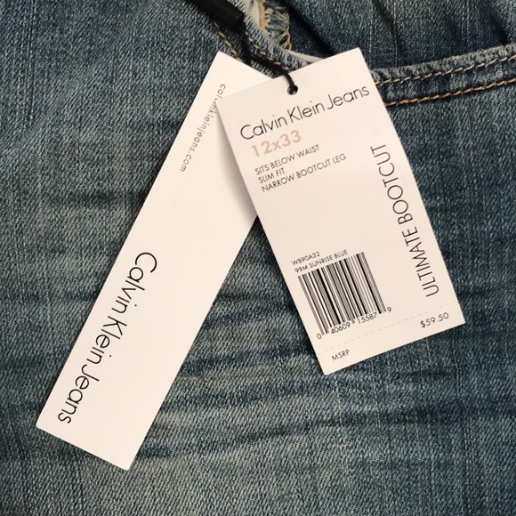 NWOT ultimate bootcut Calvin Klein low rise waist slim fit narrow leg jeans - Picture 5 of 5